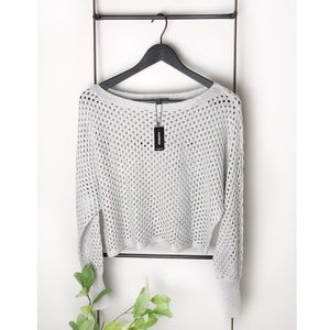 Open Knit Sweater Gray Silver Metallic Women’s S NWT Express